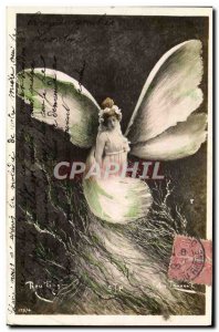 Old Postcard Fancy Butterfly Woman