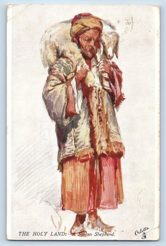 Oilette Postcard The Holy Land A Syrian Shepherd Tuck c1910's Posted Antique