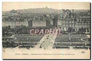 Old Postcard Paris Tuileries Gardens and the Pavillon de Marsan