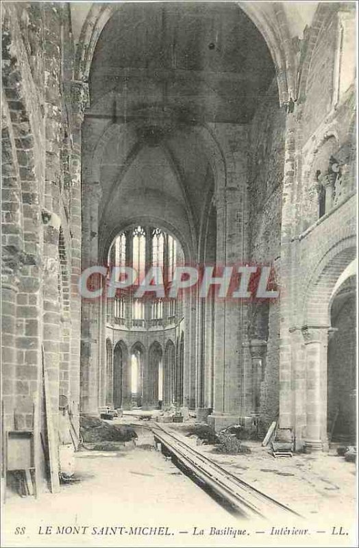 Old Postcard Mont Saint Michel Basilica Interior