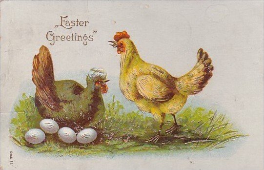 Easter Chickens With Eggs 1908