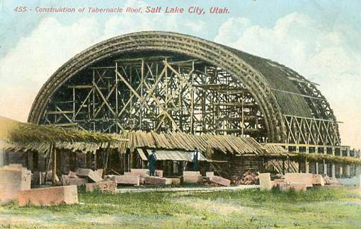 UT - Salt Lake City.  Construction of Tabernacle Roof