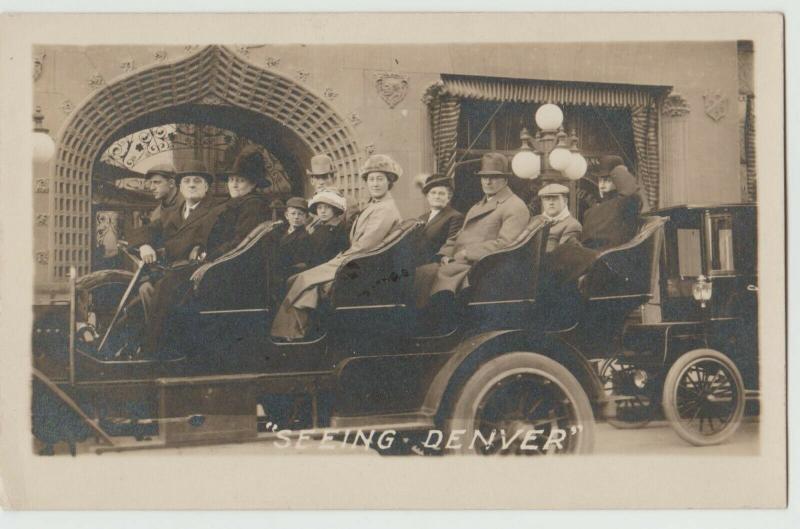 SEEING DENVER CO BUS RPPC photo Postcard 