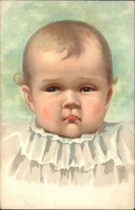 Beautiful Baby Pouting Pre-1910 Vintage Postcard