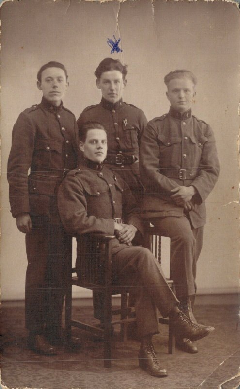 Military World War 1 Young Soldiers Portrait RPPC 07.13