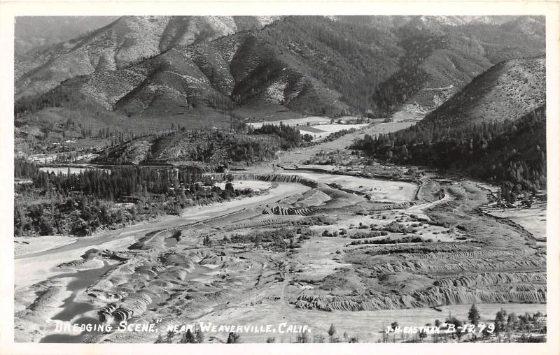 F1/ Weaverville California Postcard Real Photo RPPC c50s Birdseye Gold Dredge 2