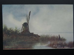 Norfolk MILL ON BARTON WATER Artist A.E.Sanders c1905 Postcard by C.W. Faulkner