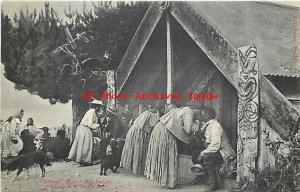 New Zealand, Maori Salutation, Hongi, Women Greeting Men, FT Series No 166 A