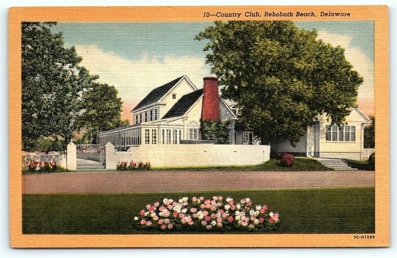 Postcard DE Rehoboth Beach Country Club Vintage Linen D11