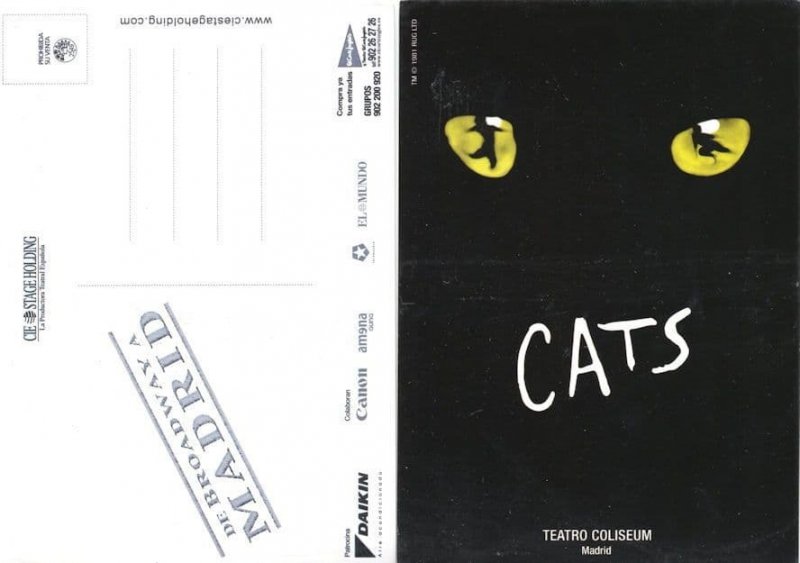 Cats Musical Live at Broadway Madrid Spanish Teatro Coliseum Theatre Postcard