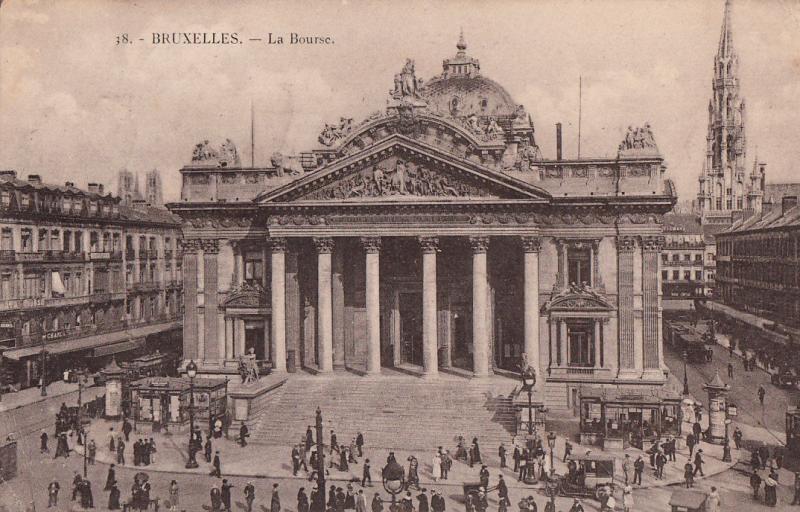 BELGIUM BRUXELLES LA BOURSE VERY ANIMATED 1921