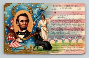 Postcard Patriotic Abraham Lincoln Centennial of Birth Portrait 1909 V17