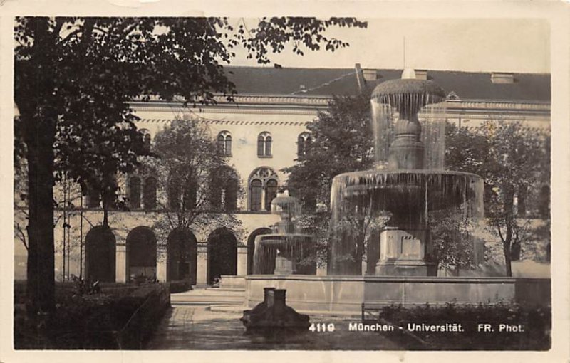 Universitat Munchen Fountain 1930 real photo