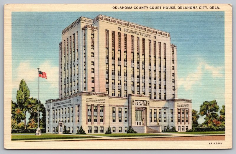 Oklahoma County Court House Oklahoma City OK Linen Postcard PM Cancel WOB Note