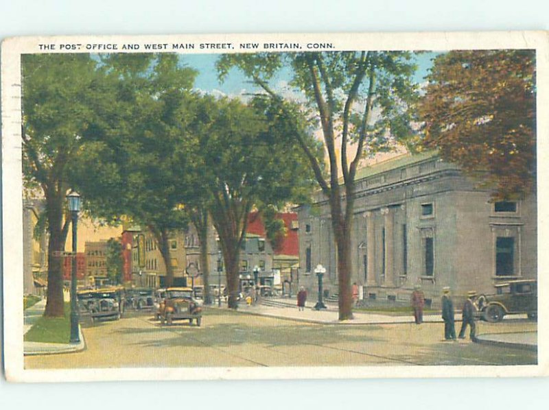 W-border POST OFFICE SCENE New Britain Connecticut CT AF1088