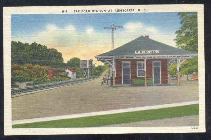 RIDGECREST NORTH CAROLINA NC RAILROAD DEPOT TRAIN STATION VINTAGE POSTCARD