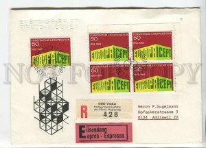 445987 Liechtenstein 1969 FDC Europa CEPT block 4 stamps registered Express