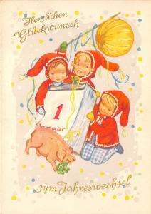 BG14984  1 january children clover  pig  new year neujahr  germany