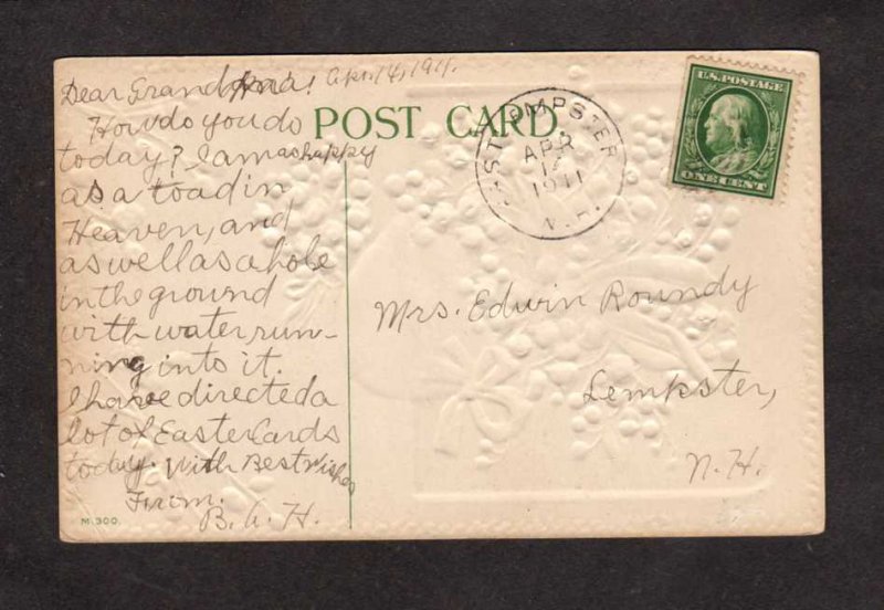 A Joyous Easter White Flowers Embossed Postcard US Vintage 1911