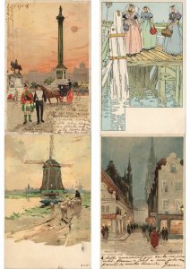 H. CASSIERS ARTIST SIGNED Mostly NETHERLANDS & BELGIUM 40 Vintage PC. (L3751)