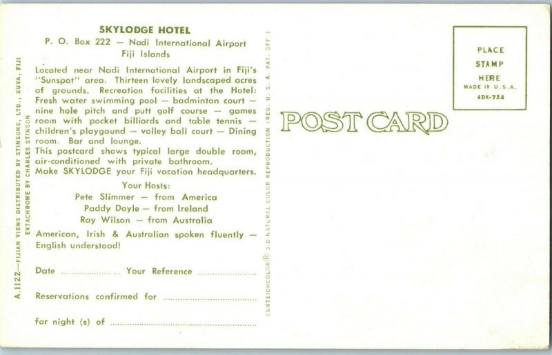 Skylodge Hotel Near Nadi International Airport Fiji Islands Postcard