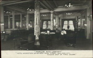 New York City Parlor Library Hotel Woodstock West 43rd St. Real Photo Postcard