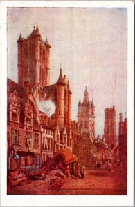 Postcard Art Belgium Brussels - View of Grand Place by S. Prout