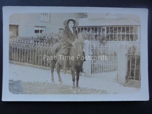 FLINT North Wales YOUNG LADY ON A PONY early c1905 RP Postcard by Geo Backhouse