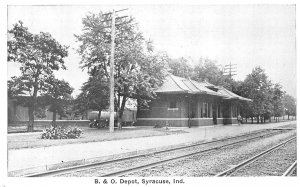 Syracuse IN B & O Railroad Depot Station Postcard