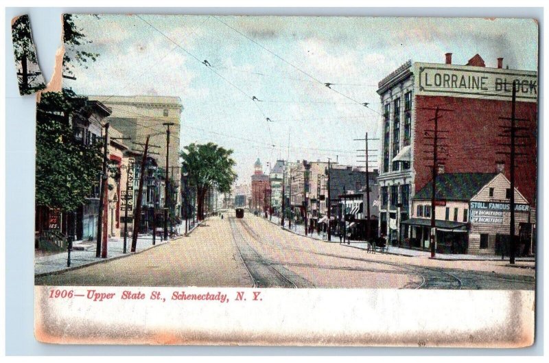 c1905 Upper State St. Lorraine Block Stores Schenectady New York NY Postcard