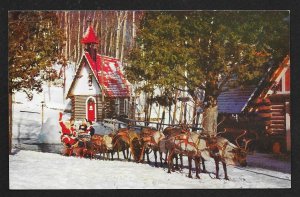 Santa Reindeer & Sled Santas Workshop North Pole NY Unused c1950s