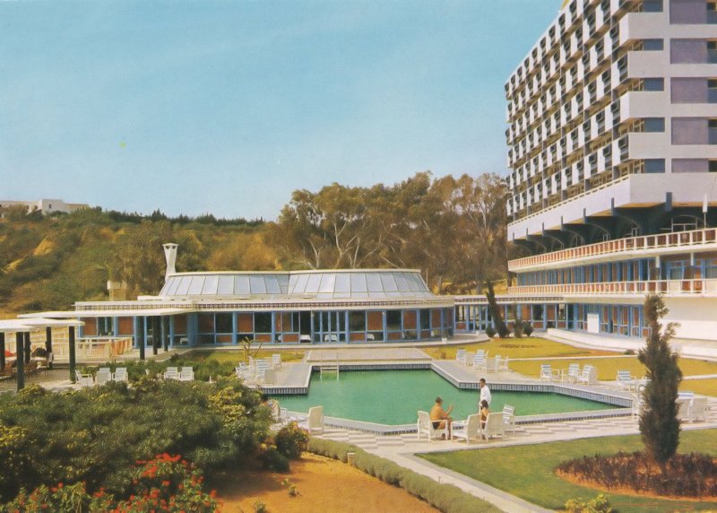 Waiter by Guests Swimming Pool Hotel Amilcar Tunisia Postcard