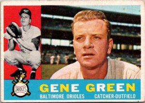 1960 Topps Baseball Card Gene Green Baltimore Orioles sk10578