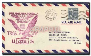 1 letter US Philadelphia Frankfurt flight TWA 27 Eagle FAM January 11, 1950