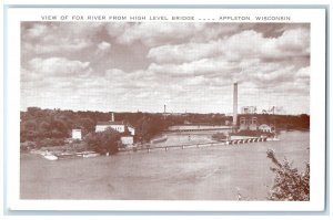 c1920 View Fox River High Level Bridge Exterior Appleton Wisconsin WI Postcard