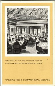 Marshall Field & Co Store for Men, Men's Grill Chicago IL Vintage Postcard W36