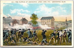 Battle Of Lexington Massachusetts British Soldiers American Revolution Postcard