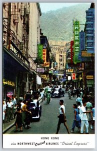 Street View Hong Kong Northwest Orient Airlines Issued UNP Chrome Postcard A13