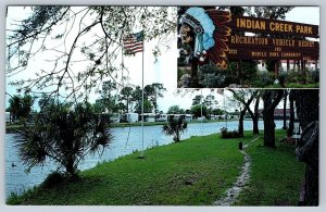 Indian Creek Park, RV Resort, Fort Myers Beach, Florida, Split View Postcard