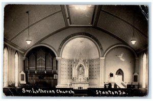 1924 Lutheran Church Interior View Stanton Iowa IA RPPC Photo Vintage Postcard