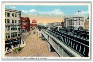 c1930's B & M Station from Central Square Lynn Massachusetts MA Postcard 