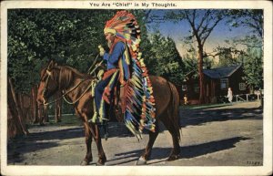 Native American Indian Chief on Horse Spofford NH Cancel Postcard