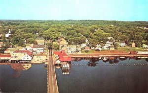 Wiscasset ME Aerial View Showing Water Front And Main Street Postcard