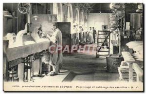 Postcard Old Pottery Ceramic Manufacture Nationale de Sevres plates Finishing...