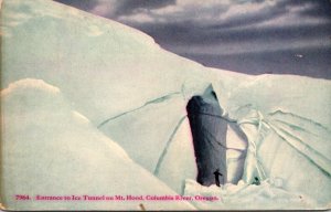 Oregon Columbia River Entrance To Ice Tunnel On Mount Hood