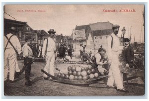 1909 Sellers in Cheese Market Alkmaar Netherlands Unposted Antique Postcard