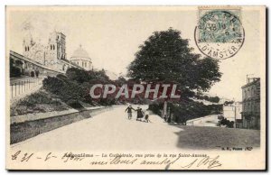 Old Postcard Angouleme The Cathedral view from the Rue Saint Antoine