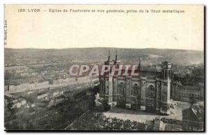 Old Postcard Lyon Fourviere and Church General view taken from the tower mett...