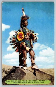 Motaurant Coffee Shop Dance Warrior Full Dress Holbrook Arizona Postcard L12