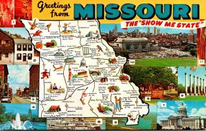 Map Of Missouri With Greetings From The Show Me State